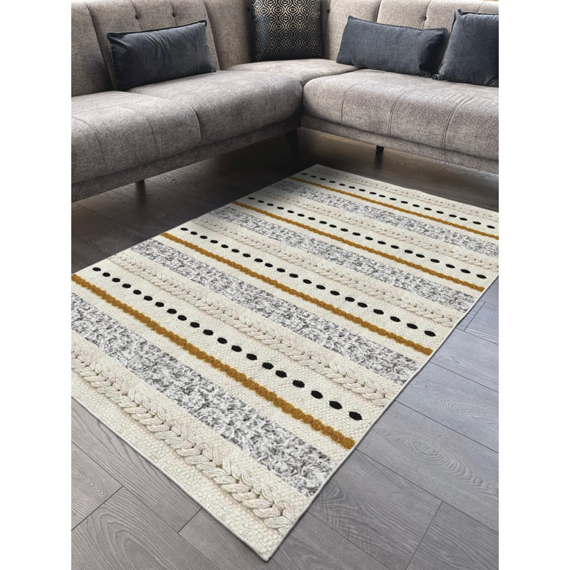 Tapis en coton Taliyah, Tapis de couloir 2 pi 7 po x 5 pi 11 po