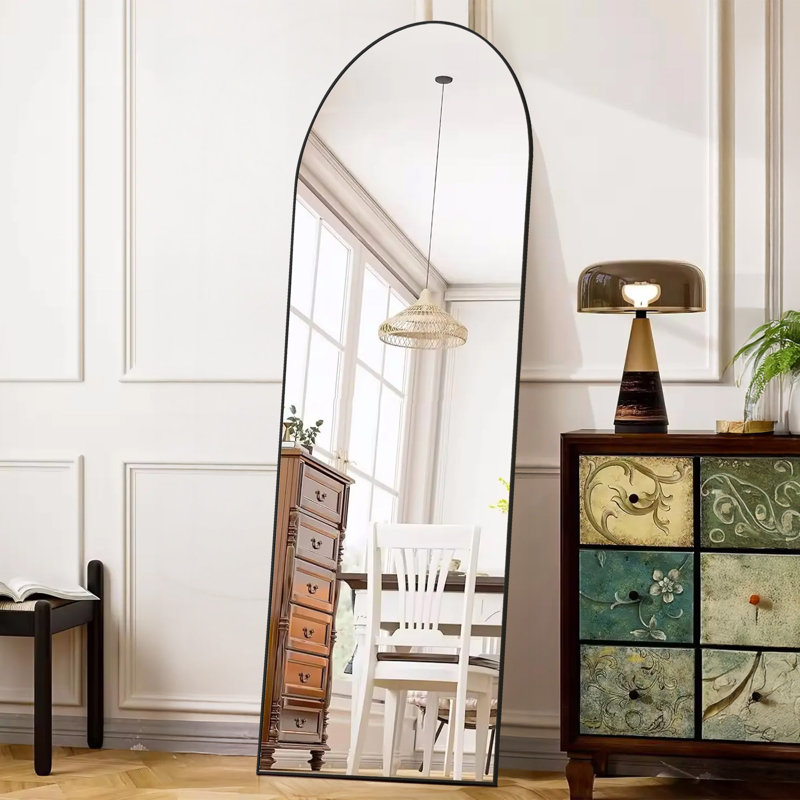  Miroirs muraux surdimensionnés en métal surdimensionnés avec support, Noir, 64 po x 21 po