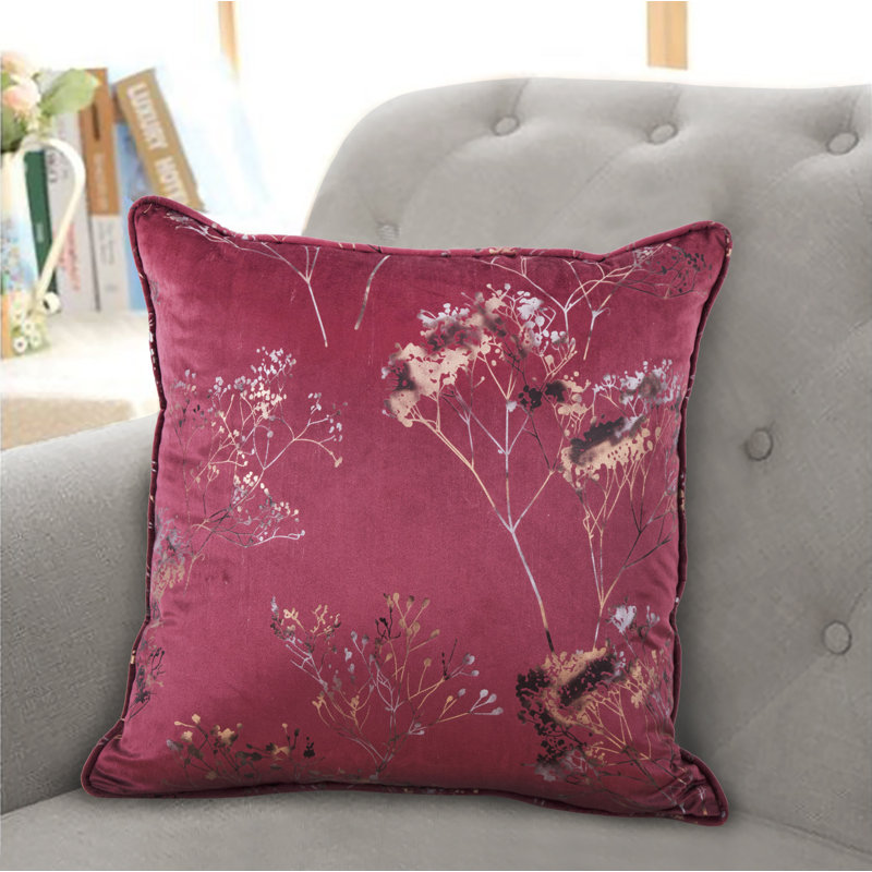 Cooksville Floral Square Cushion, Wine