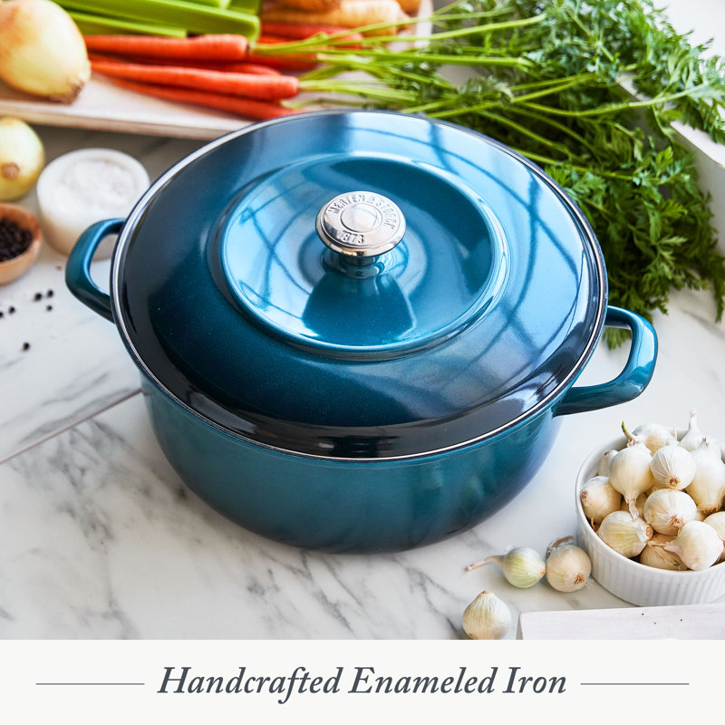 Aegean Teal 7-Quart Enameled Cast Iron Round Dutch Oven with Lid