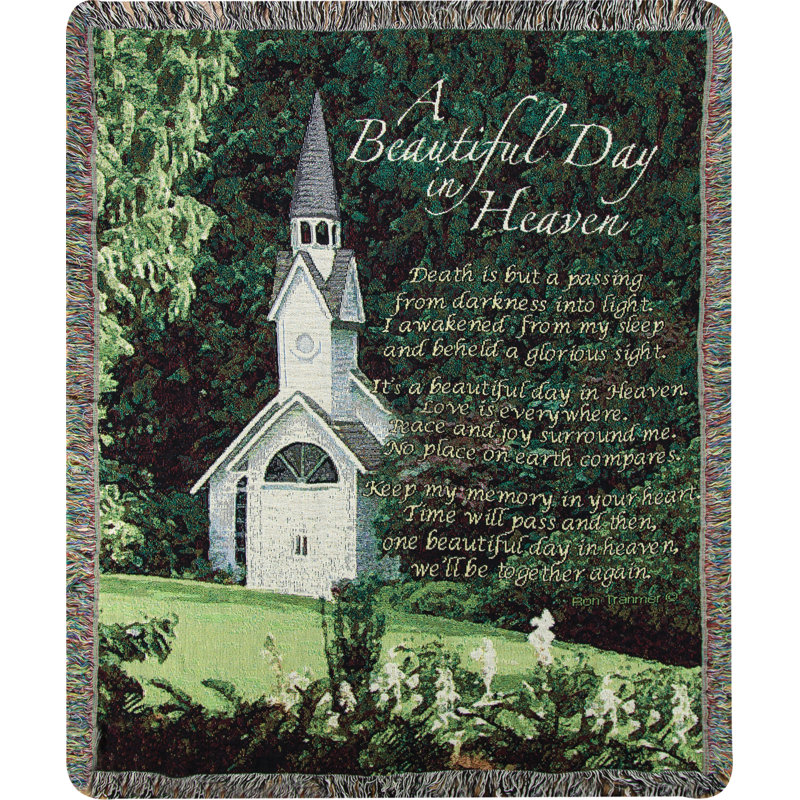 Manual Woodworkers & Weavers A Beautiful Day In Heaven Cotton Tapestry Throw 50 x 60 Inch Home Decor