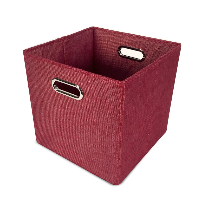 John Louis Home Tweed Cube Storage Bin, Burgandy