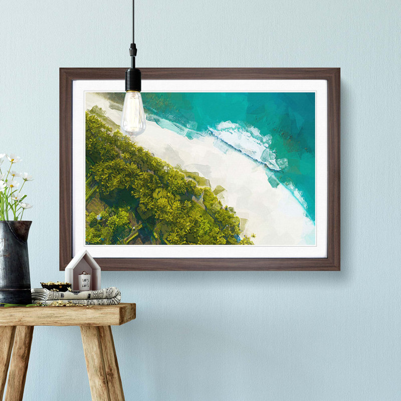 Beach View in the Maldives in Abstract - Picture Frame Photograph Print, 62cm H x 87cm W x 2cm D, Walnut Framed