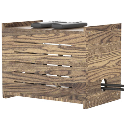 Wooden Wifi Router Storage Box, Decorative Router Hider With Cable Management System, Countertop Modem Shelf Hider Cover, Wood Colour