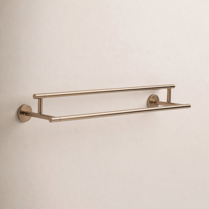 Barre à serviettes murale double 24 po pour baignoire avec quincaillerie Trinsic, Bronze-Champagne lustré