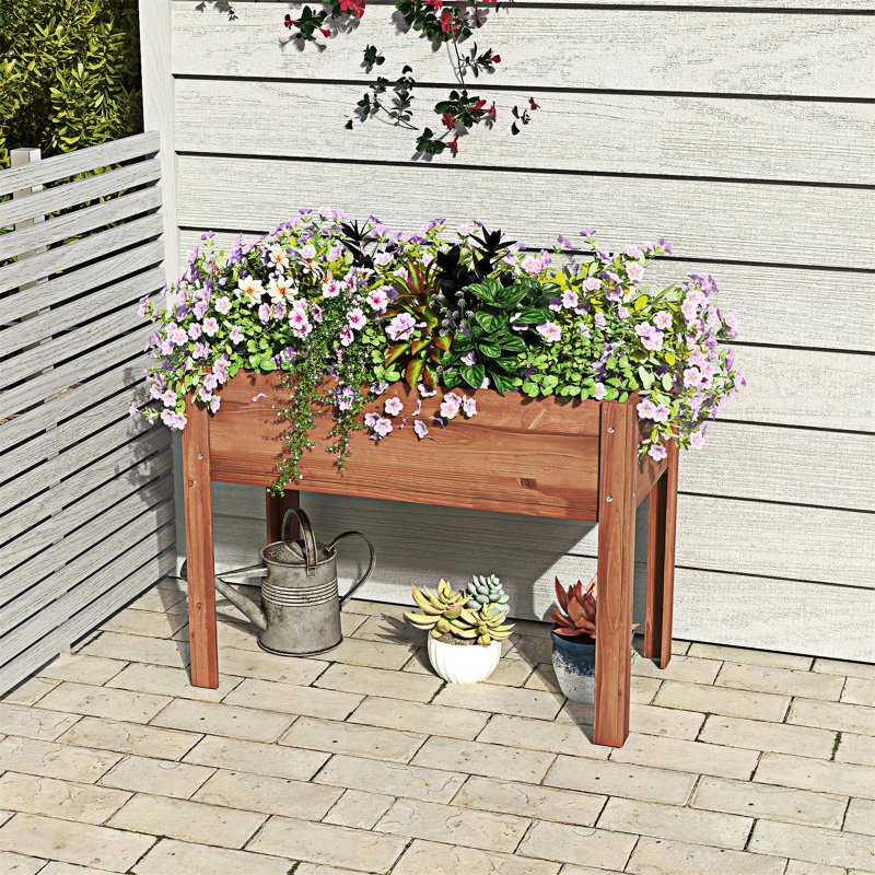 Lit de jardin surélevé avec jardinière, Brun