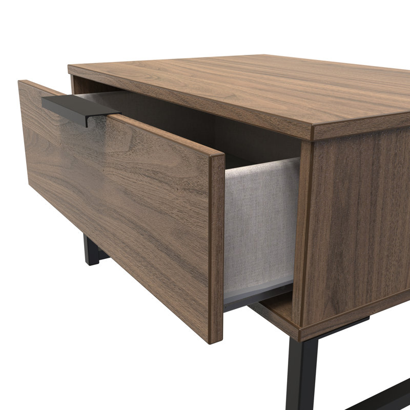 Turah 58cm W Manufactured Wood Bedside Table, Carini Walnut