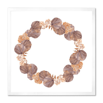 Couronne avec fleurs séchées, feuilles et herbe - reproduction d'art sur toile traditionnelle
