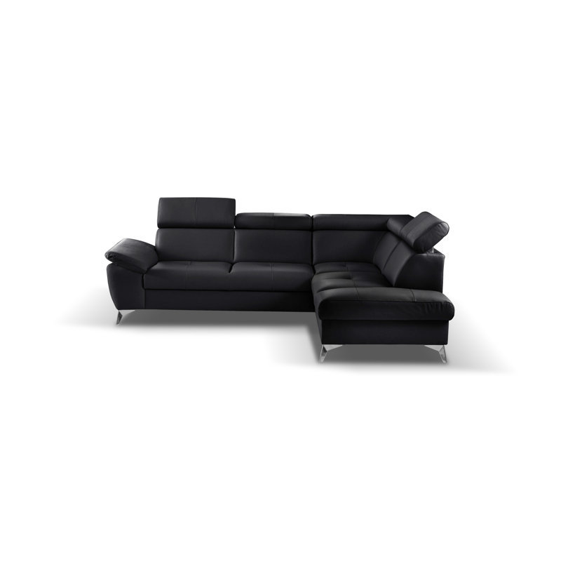 Italian Leather Sleeper Sectional with Pull Out Bed & Storage & Adjustable Headrests & Armrest Milan, Orienté à droite