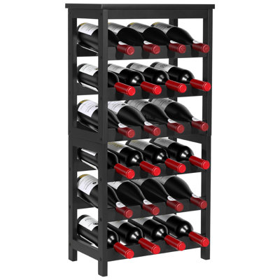 24 Bottle Wine Rack, 6-Tier, Freestanding Floor Display Wine Storage Shelves with Table Top, Easy Assembly Rack Shelf, Premium Material, for Kitchen C by Ebern Designs