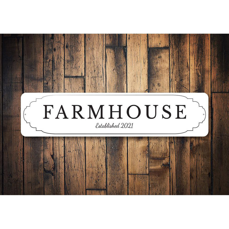 Enseigne en aluminium Farmhouse, H 4 po x l 18 po x P 0,04 po