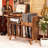 Large Record Player Cabinet With Open Vinyl Storage, Media Console Stand-1373366322