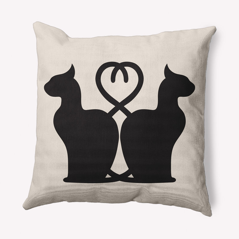 Coussin décoratif Conniving Cats, 26 po x 26 po, Crème