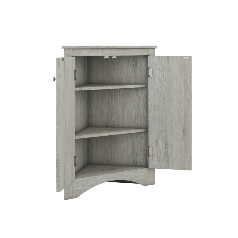 Triangle Bathroom Storage Cabinet With Adjustable Shelves, Oak