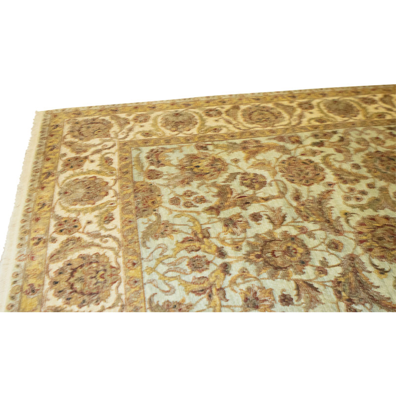 Tapis bleu clair et ivoire noué à la main de haute qualité