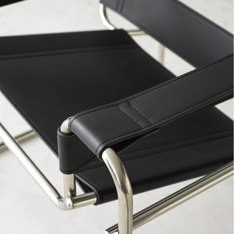 Fauteuil d'appoint Modern Modern Premium, Cuir noir