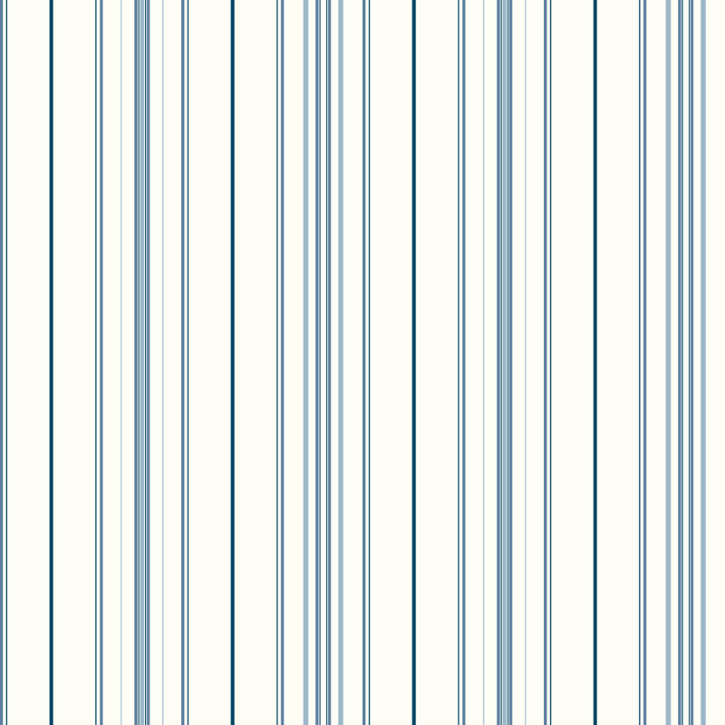 Tuncay Wide Pinstripe 33' x 20.5" Wallpaper, White / Dark Blue