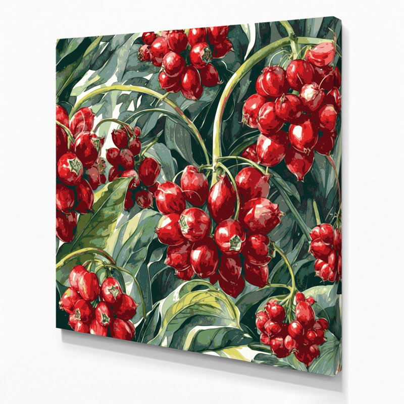 Art mural sur toile vert "Fruit guarana", H 16 po x l 16 po