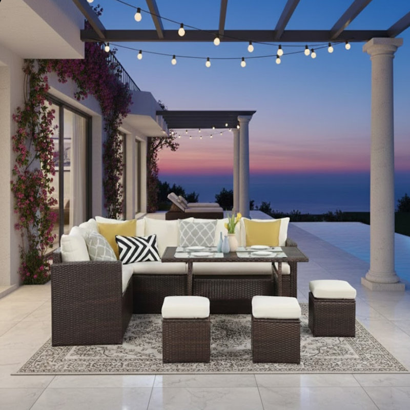 7 Piece Wicker Patio Dining Set