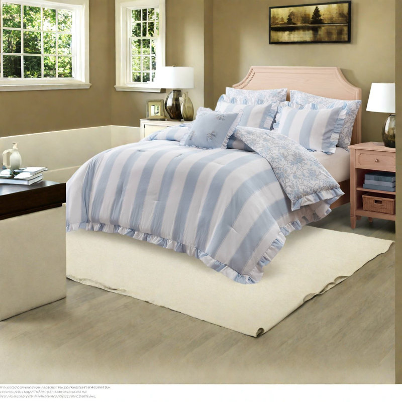 Striped and Toile Comforter Set