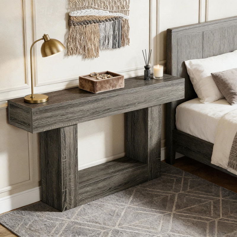 Console rustique rustique avec base en grain gris rétro et design multifonctionnel pour les salons et les vestibules