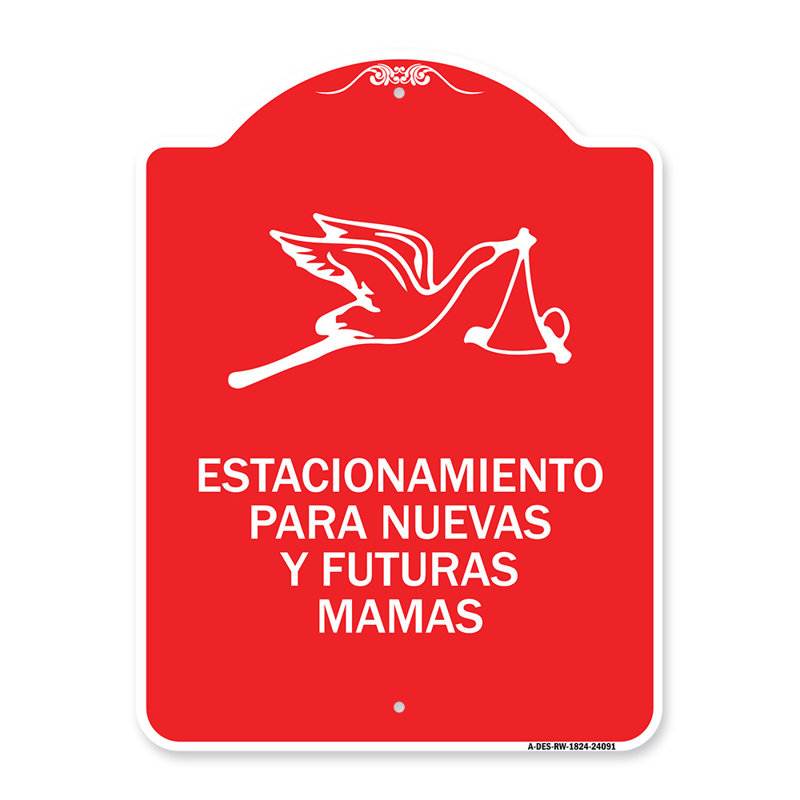 Enseigne Signmission Designer Series - Estacionamento Para Nuevas Y Futuras Mamas / 24091, H 24 po x l 18 po x p 1 po