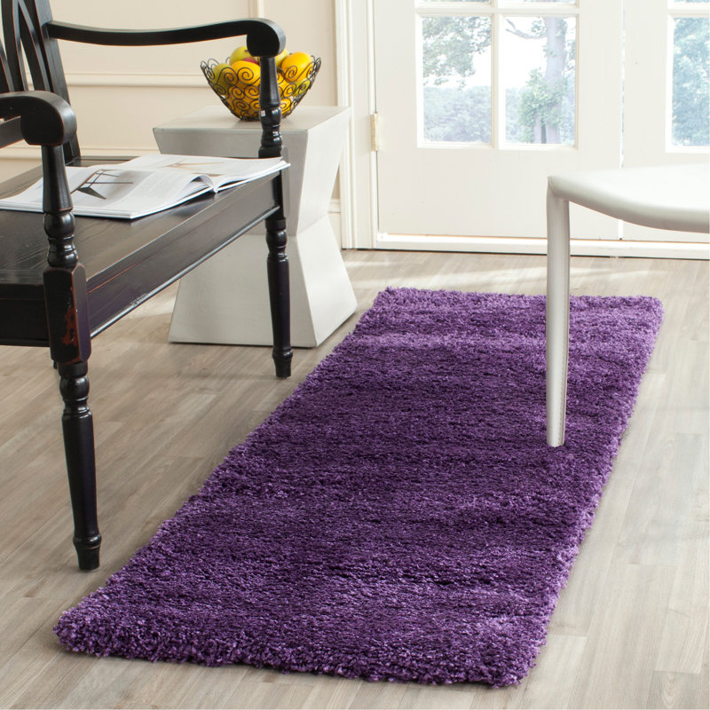 Tapis performance à poil long de couleur unie Bertle Milan, Tapis de couloir 2 pi x 6 pi
