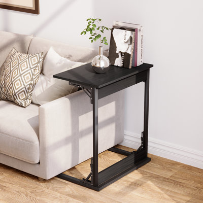 Folding C‑Shaped End Table