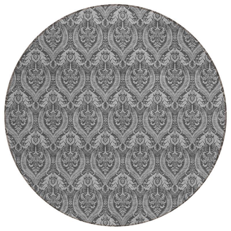 Tapis d'intérieur rond 8 po gris