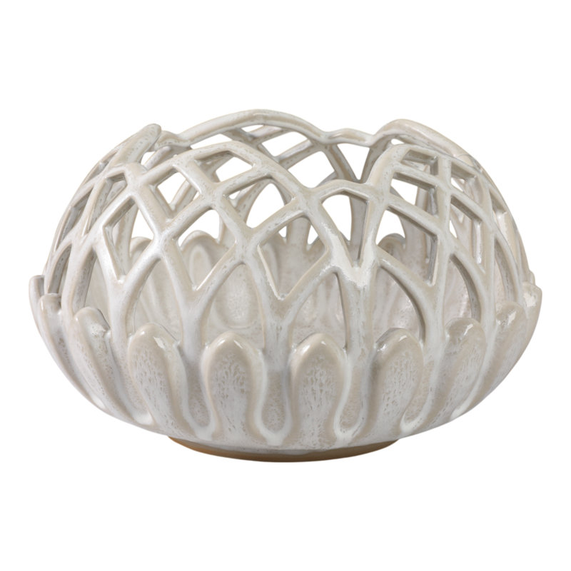 Ceramic Planter Lattice Design Fauna-Inspired Home And Garden Decor - 7" White