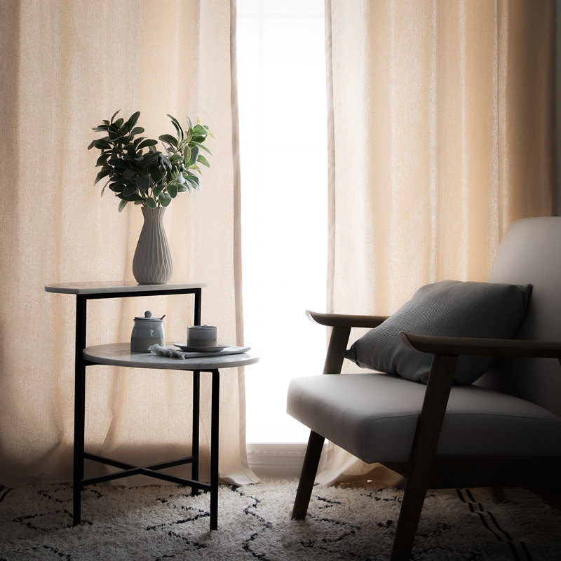Panneaux de rideaux semi-transparents 100% coton, L 52 po x L 84 po, Ivoire