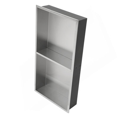 Double tablette 13 "x 25" en acier inoxydable pour niche de douche, nickel brossé