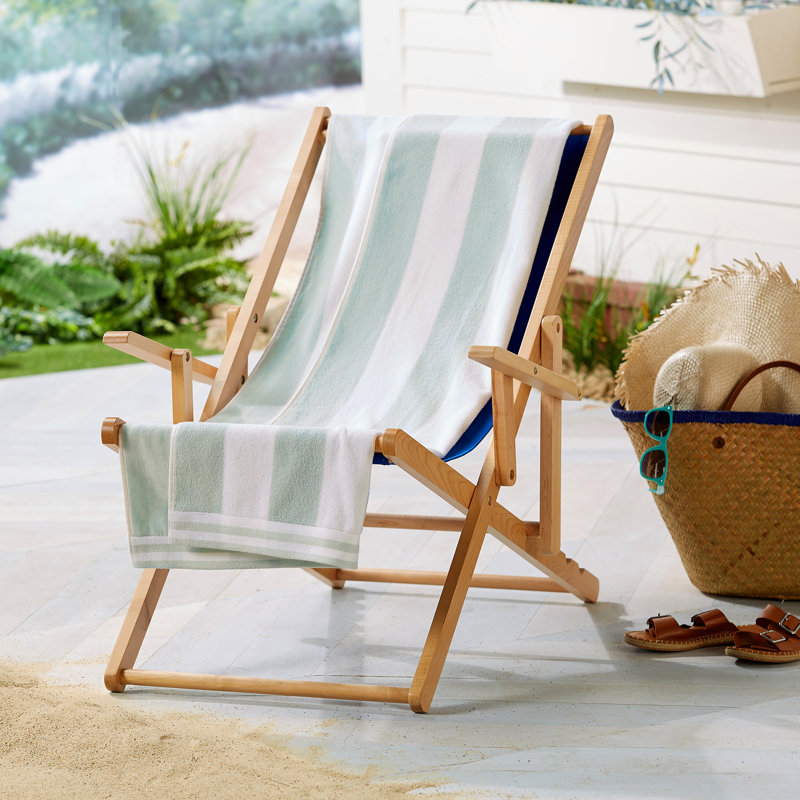 100% Cotton Cabana Stripe Oversized Beach Towels, Light Blue/White