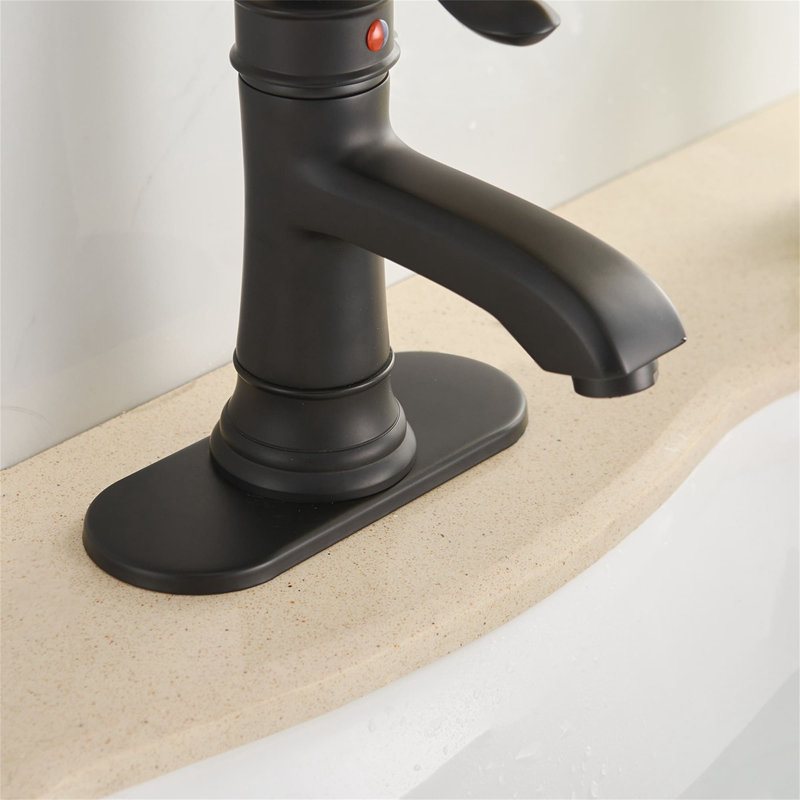 Single-Hole Single-handle Bathroom Faucet with Drain Assembly, Matte Black