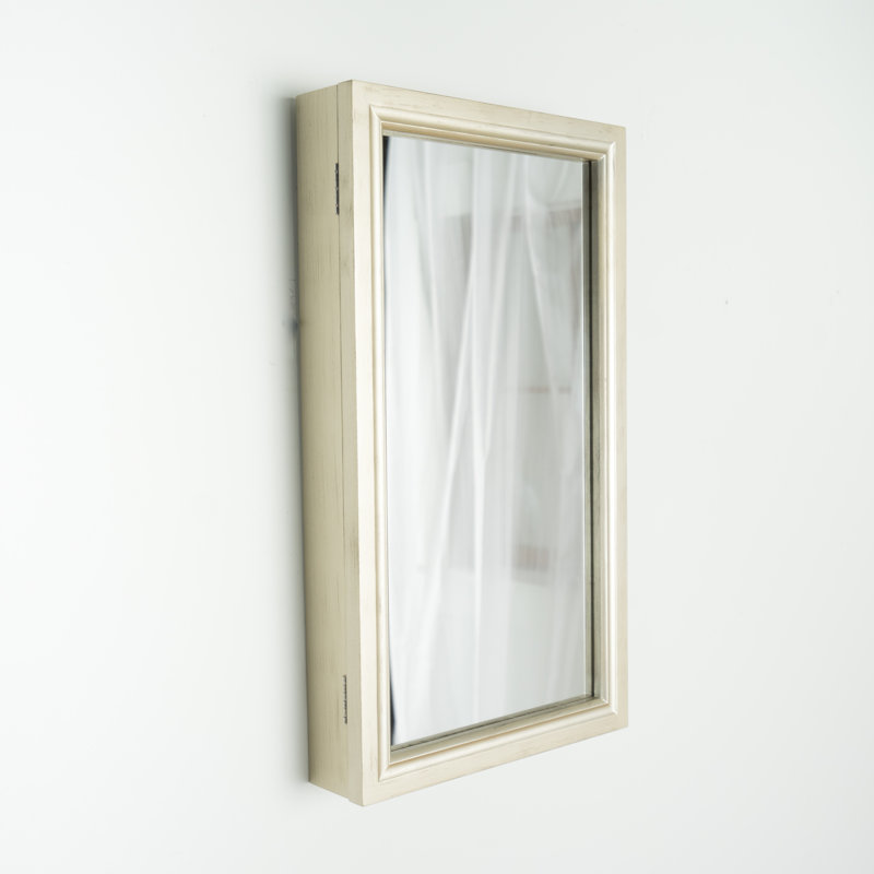 Porte-bijoux mural avec miroir de rangement, Argent