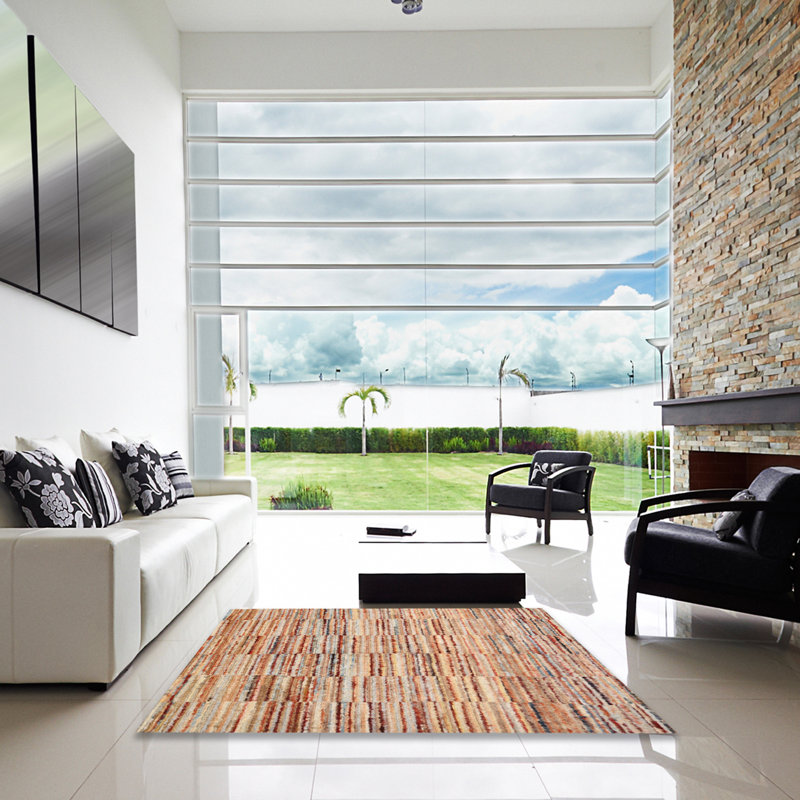 Tapis brun/violet/gris zone contemporaine, Carré 7 pi