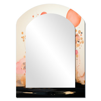 Golden Hue Horizons Vintage Pink Gold IV - Gold Modern Arch Wall Mirror