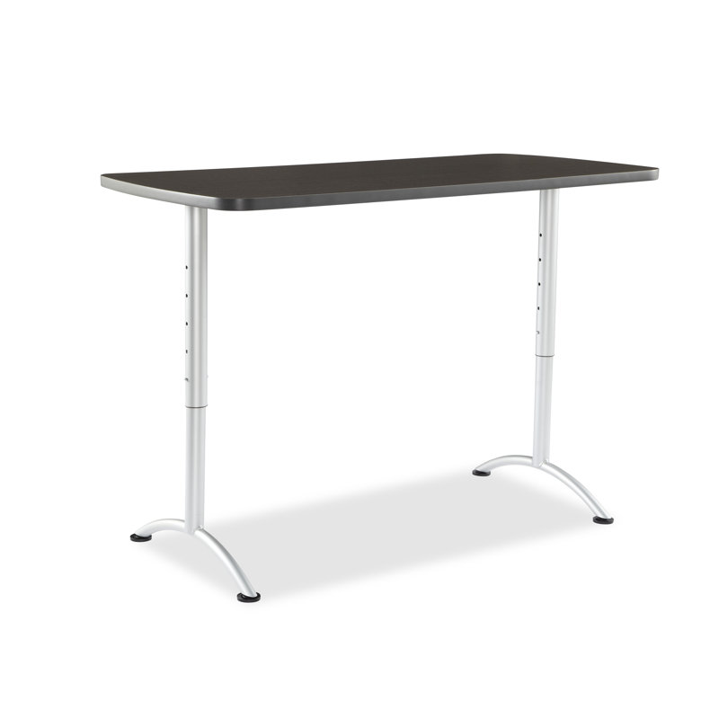 Bureau debout à hauteur ajustable, L 6", Noyer gris / Argent