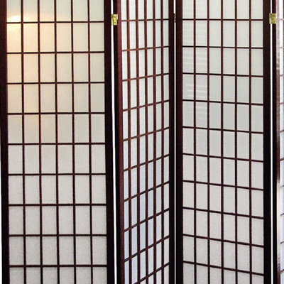 Paravent 4 pièces de 178 cm (70 po) d'inspiration japonaise avec finition cerisier glacé - Cloison haute pour séparer l'espace, élément décoratif et d'intimité