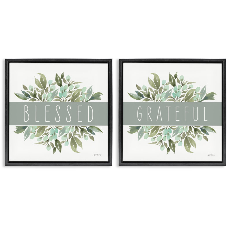 «Blessed Grateful Sentiment», ensemble de 2 toiles flottantes encadrées par Leslie Trimbach, Cadre flottant noir de jais
