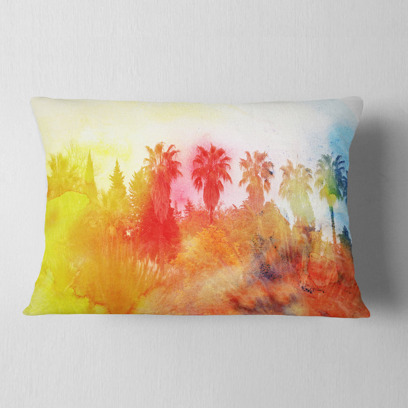 Paysage tropical abstrait - coussin abstrait imprimé