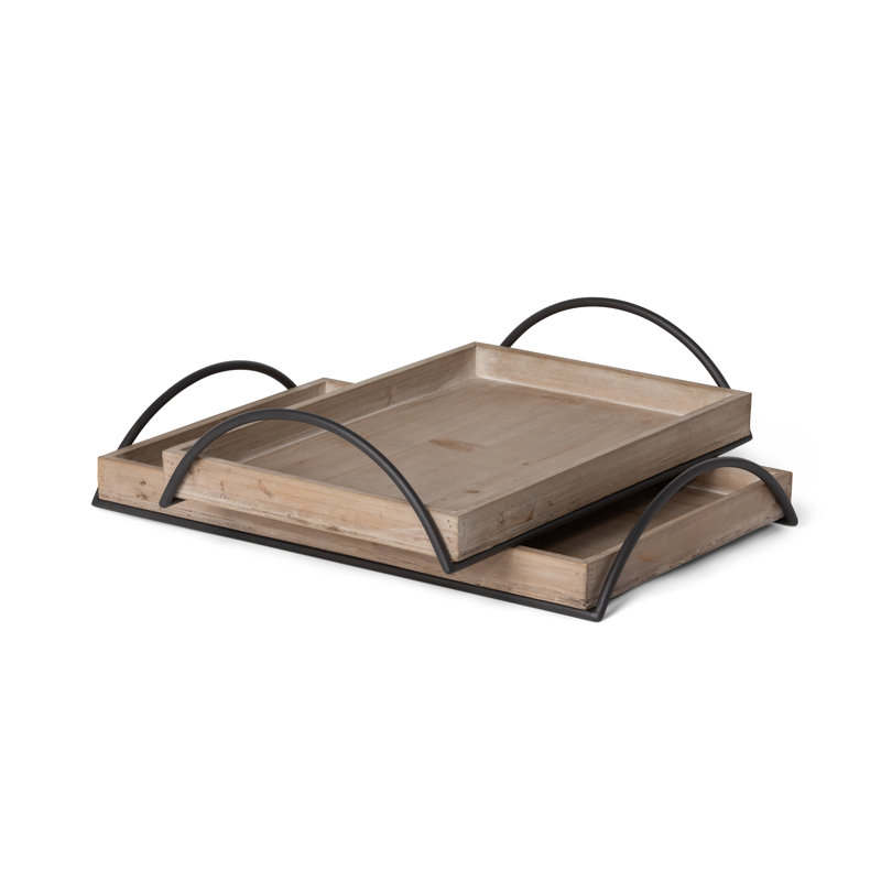 Fir Wood & Iron Decorative Tray