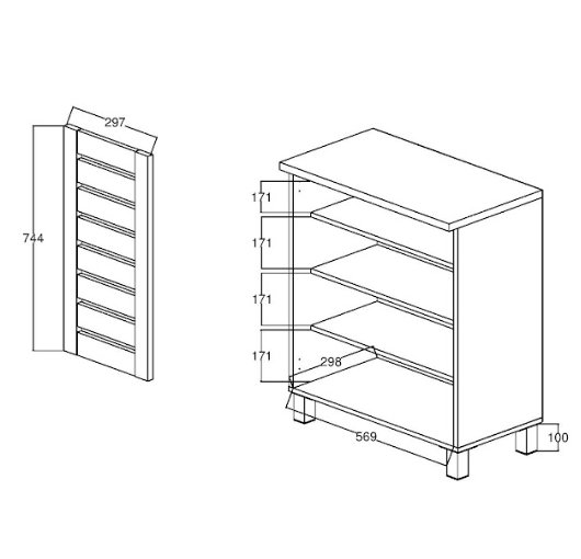 Osvaldo 8 Pair Shoe Storage Cabinet, Dark Grey