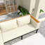 Ensemble de mobilier d'extérieur en L en bois d'acacia avec coussins amovibles, table basse et table d'appoint, canapé de conversation, beige-209229625
