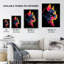 Wall Art Print Black Neon Cat Painting Vibrant Bold Contrast Pet Portrait Poster