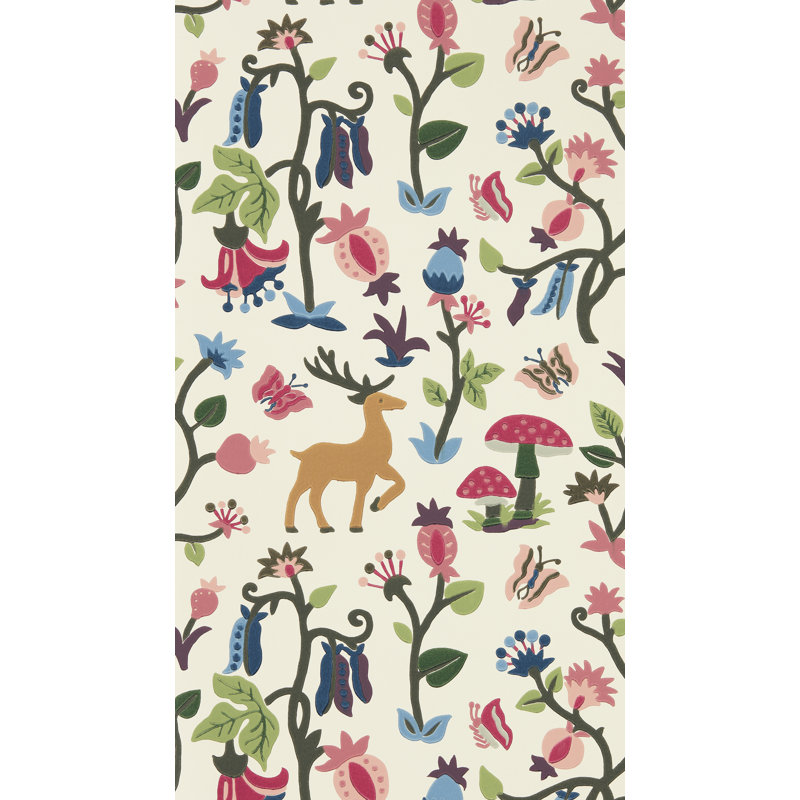 Forest of Dean Wallpaper, Mulberry/Green/Pink