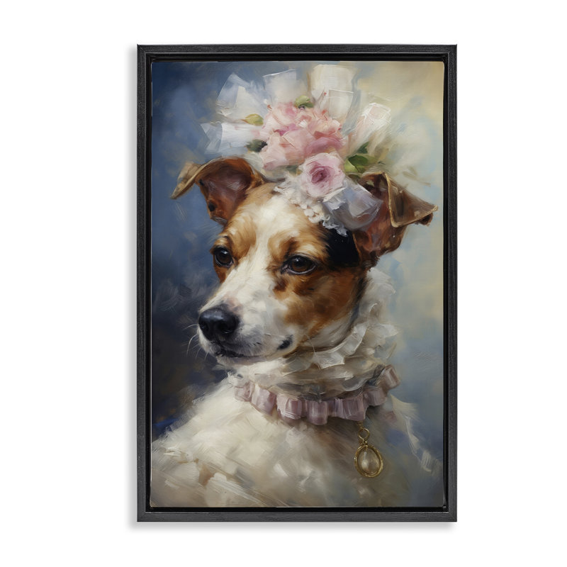 Cadre flottant victorien Era Jack Russel, design par Wumples, H 25 po x l 17 po, Cadre flottant noir de jais
