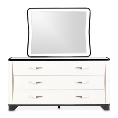 Commode Tuxedo avec miroir - clavier de piano