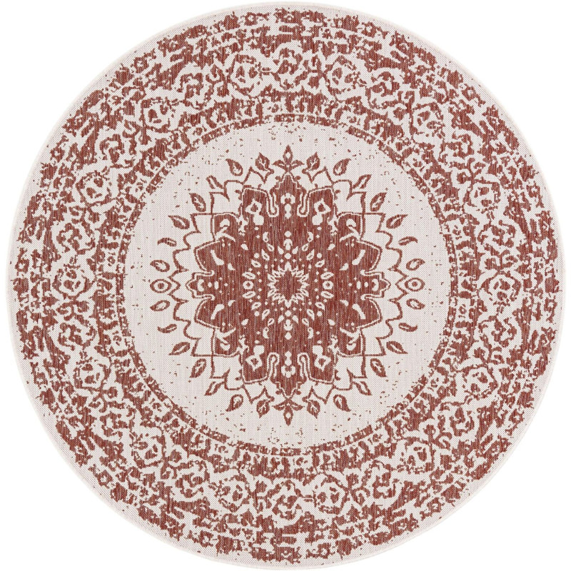Contemporary Hitchens Runner Rug Rust Red Color, Round 6'1"