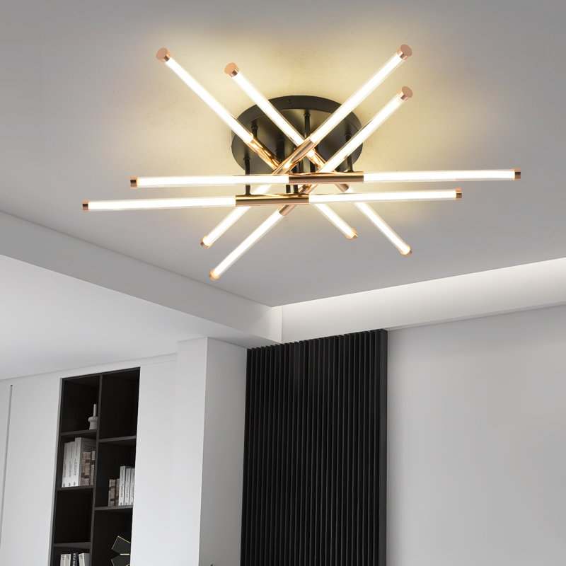 Gursimar 6 - Light 31.88" LED Dimmable Sputnik Modern Linear Flush Mount